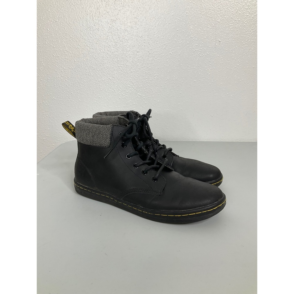 Dr. Martens Maelly Black Leather Herringbone Collar Boots Womens 9 US L JY004